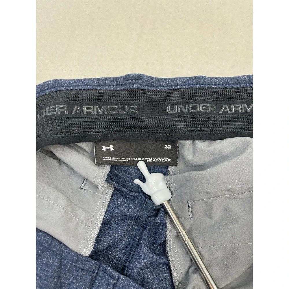Under Armour Loose Heatgear Shorts Blue Men 32 Casual Golf Elastic Waist Stretch